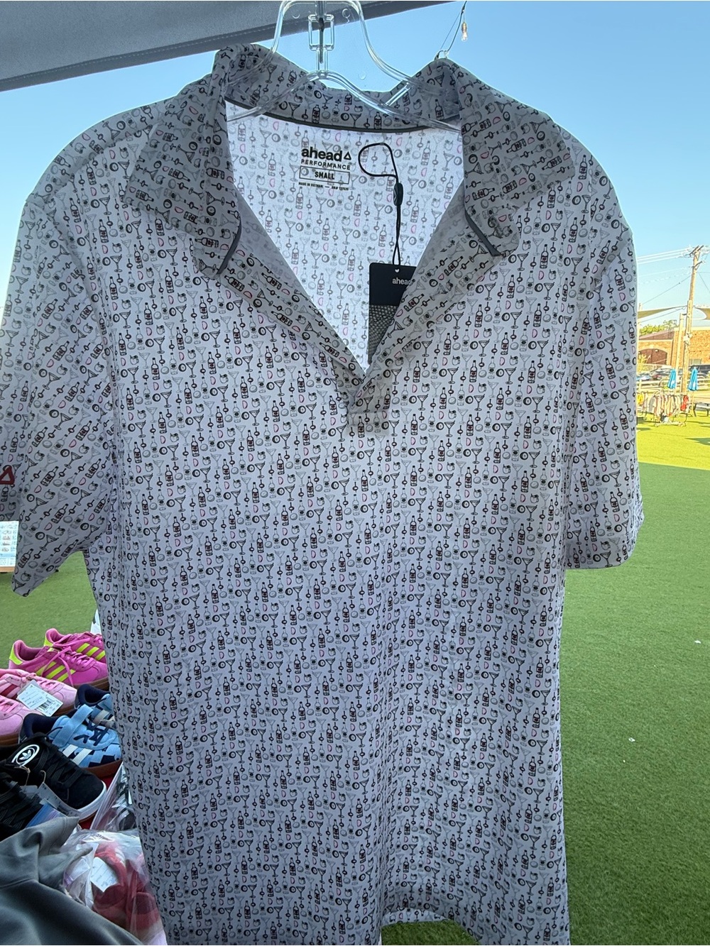 Ahead Men's White Printed Golf Polo